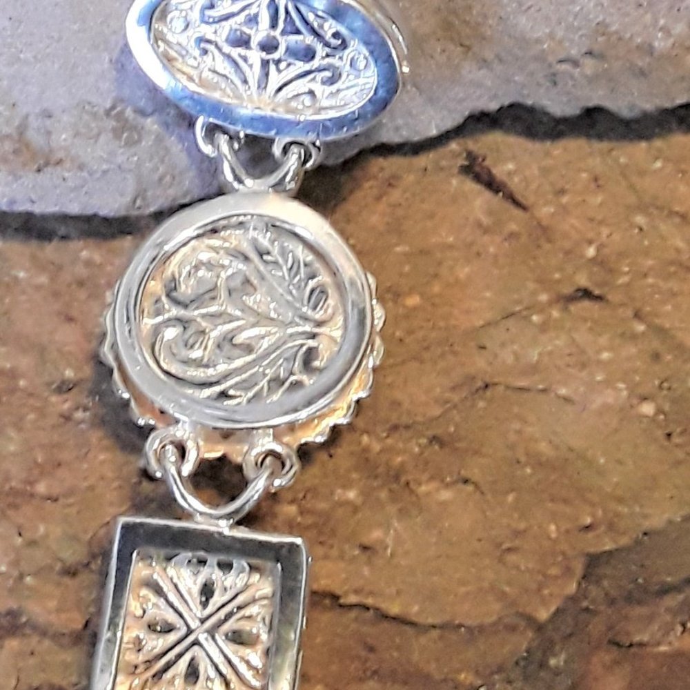 Sterling Multi Gemstone Link Toggle Bracelet - image 8